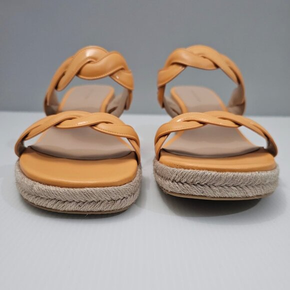 Stuart Weitzman Twist Sandal Womens 11 Mango Leather Jute Espadrille Wedge - Picture 6 of 14